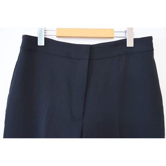 Aritzia Wilfred Back Zip-Front Crepe Flared Cropped Trousers Black 12 - Picture 4 of 5